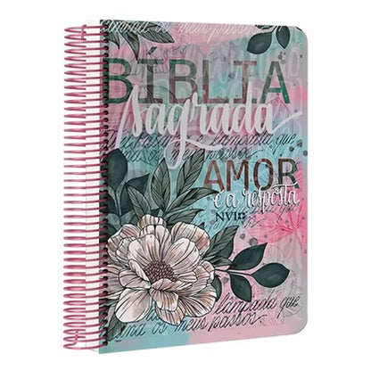 Bíblia Sagrada Anote FLOR artística   | NVI | Letra Normal | Com Espaço Para Anotações