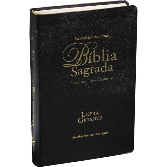 Bíblia Sagrada Letra Gigante com indice Almeida Revista e Corrigida capa couro Bonded/-