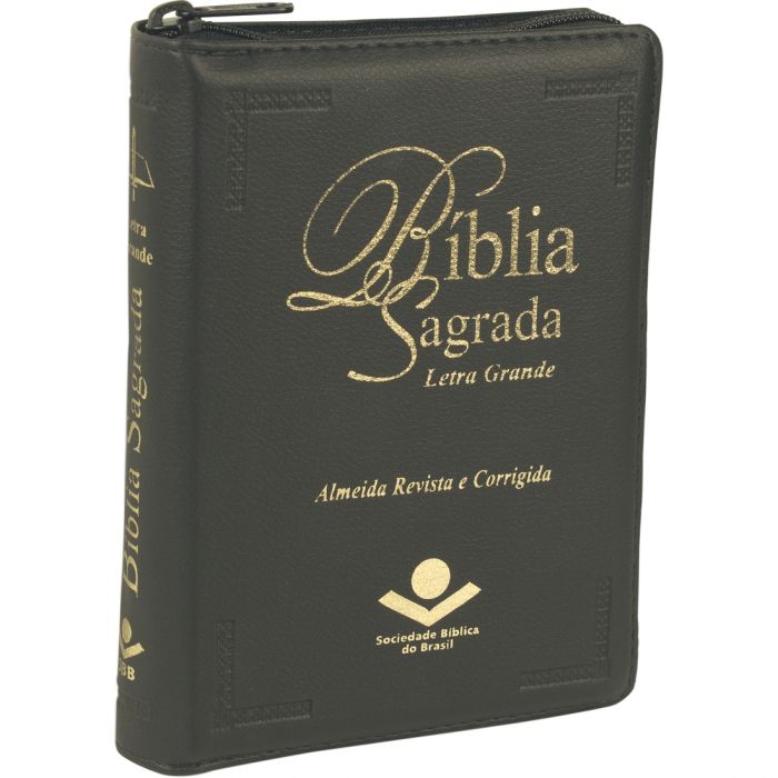 Bíblia Sagrada Letra Grande Almeida Revista e Corrigida com ziper e indice.