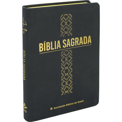 Bíblia Sagrada Letra Grande capa preta cruz
