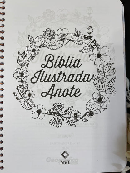 Bíblia Ilustrada Anote Florescer | NVT | Letra Normal | Capa Dura Espiral