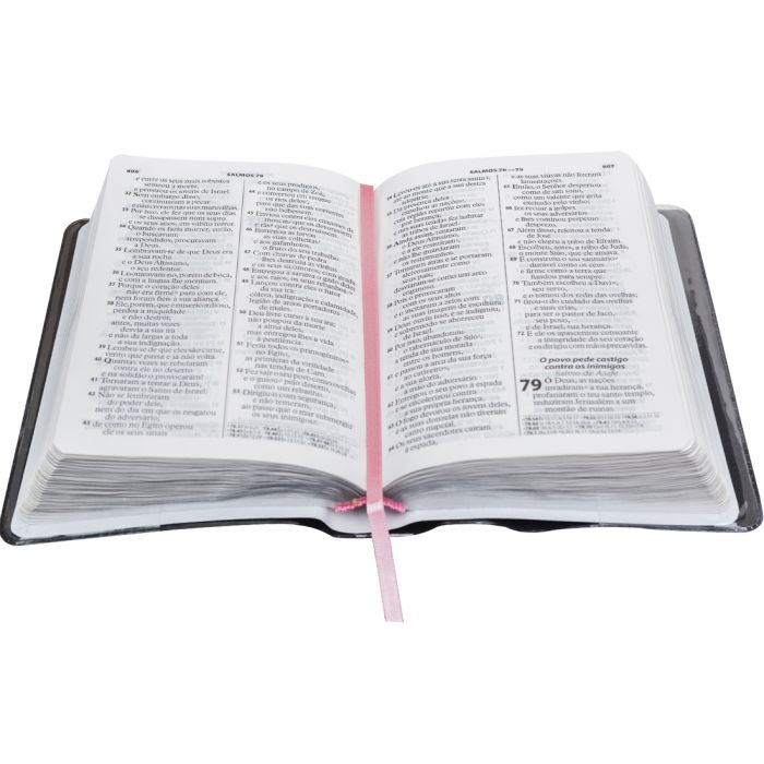 Bíblia Sagrada Letra Grande Revista e Atualizada branca com flores.